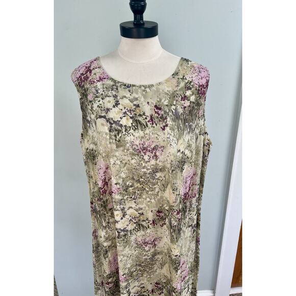 Kari MIDI Dress 90’s Y2K Sleeveless Green Purple SZ 18** Fairy Spring Lined - Picture 2 of 10